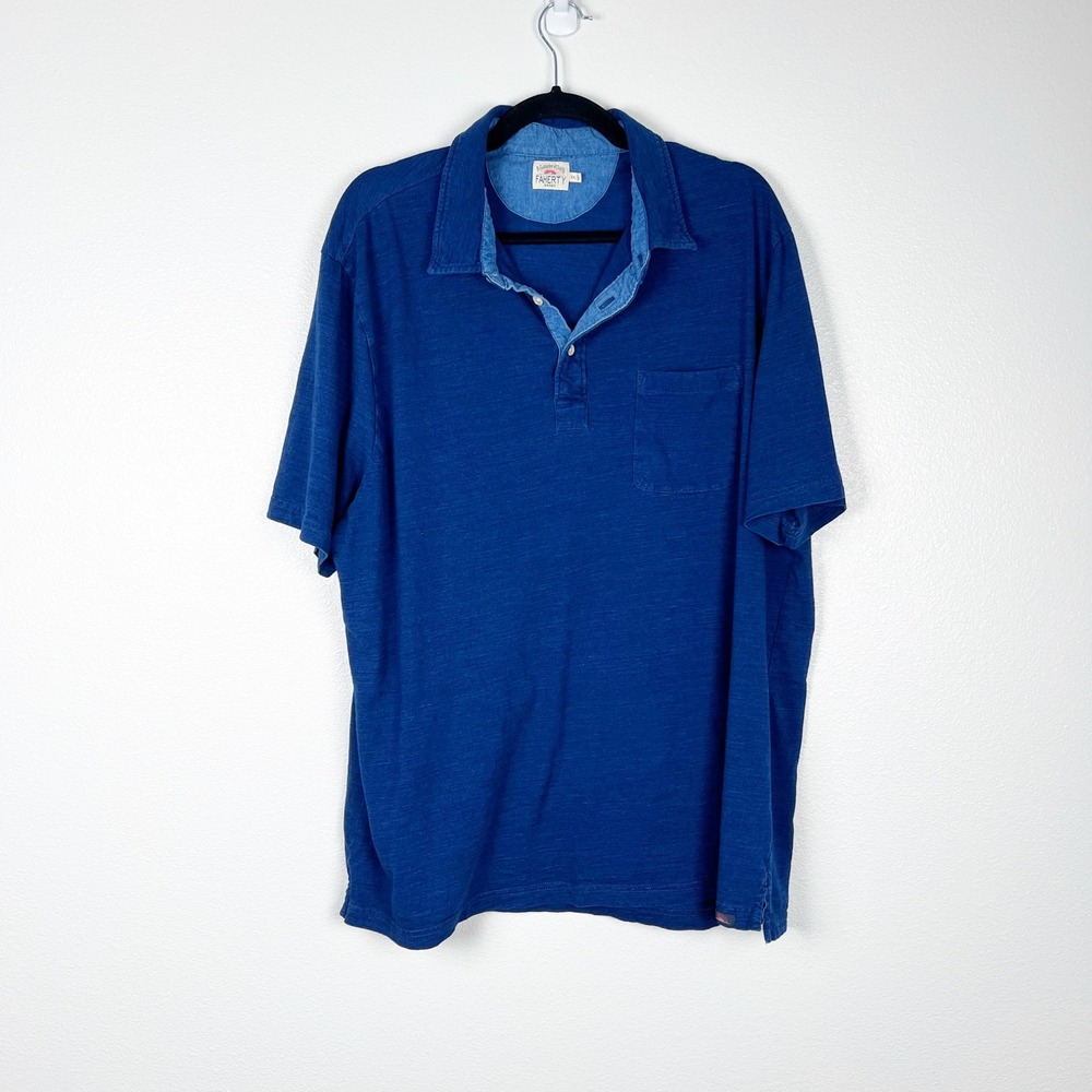 Faherty Men's Short Sleeve Polo Blue Sz XXl